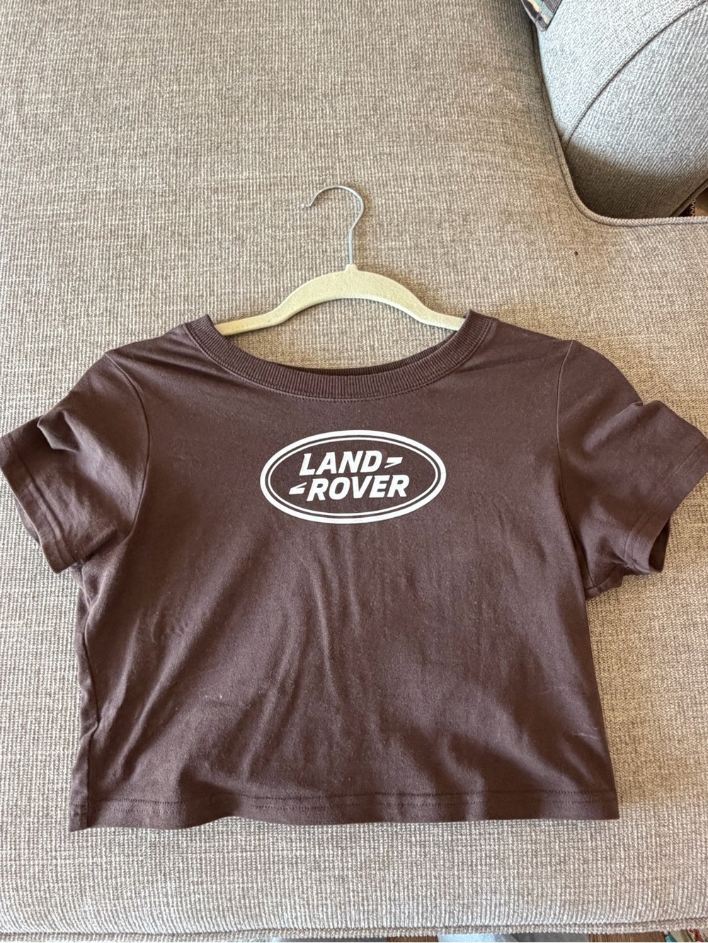 Brandy Melville Brown Land Rover Logo Crop Tee